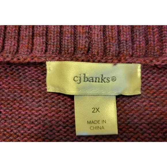 CJ Banks Purple Cable Knit Buckle Detail Cardigan Sweater Women's Plus Size 2X - Picture 3 of 8